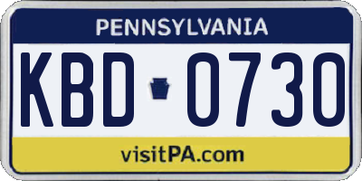 PA license plate KBD0730
