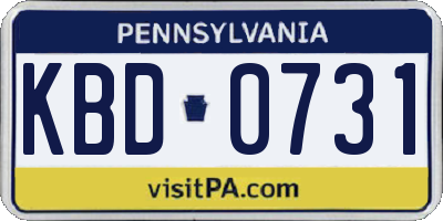 PA license plate KBD0731