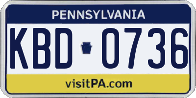 PA license plate KBD0736
