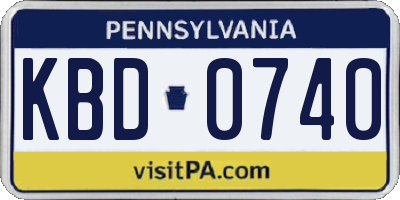 PA license plate KBD0740
