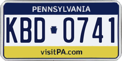 PA license plate KBD0741