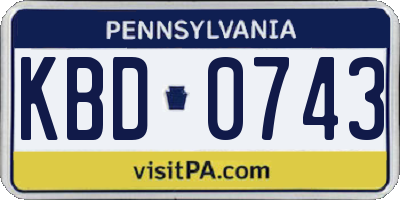 PA license plate KBD0743