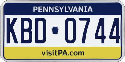 PA license plate KBD0744