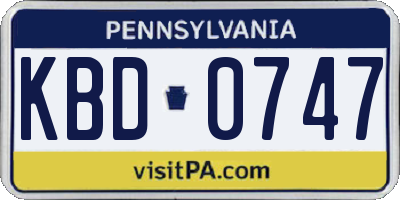 PA license plate KBD0747