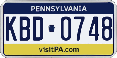 PA license plate KBD0748