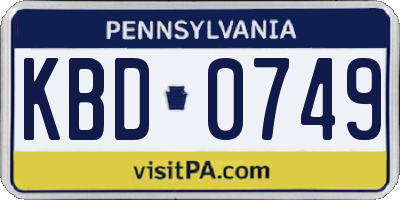 PA license plate KBD0749