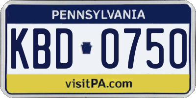PA license plate KBD0750