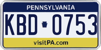PA license plate KBD0753