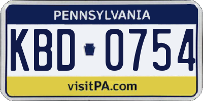 PA license plate KBD0754
