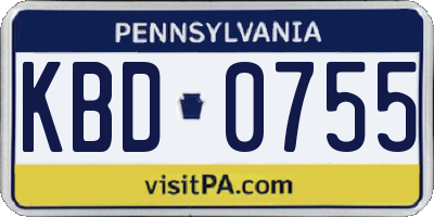 PA license plate KBD0755