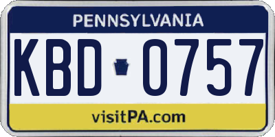 PA license plate KBD0757