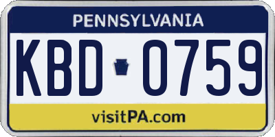 PA license plate KBD0759