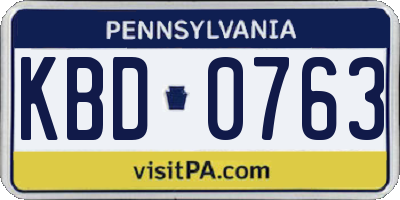 PA license plate KBD0763