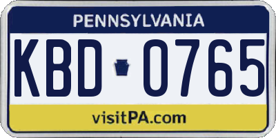 PA license plate KBD0765
