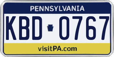 PA license plate KBD0767