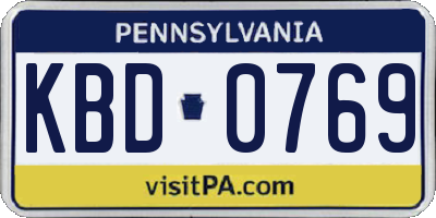 PA license plate KBD0769