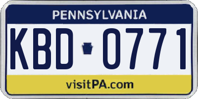 PA license plate KBD0771