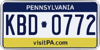 PA license plate KBD0772