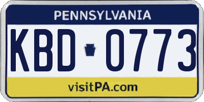PA license plate KBD0773