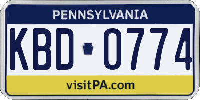PA license plate KBD0774