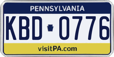 PA license plate KBD0776