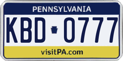 PA license plate KBD0777