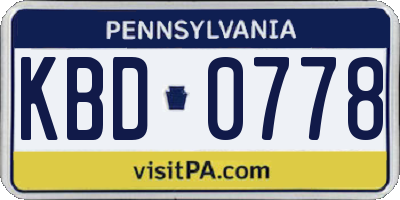 PA license plate KBD0778