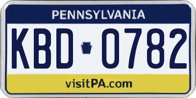 PA license plate KBD0782