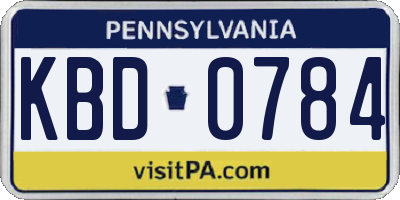 PA license plate KBD0784
