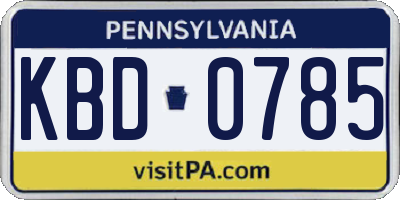 PA license plate KBD0785