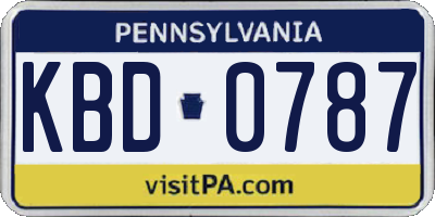 PA license plate KBD0787
