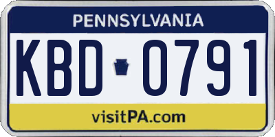 PA license plate KBD0791