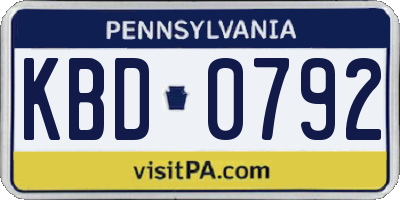 PA license plate KBD0792