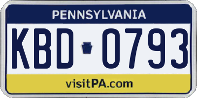 PA license plate KBD0793