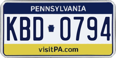 PA license plate KBD0794