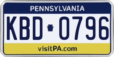 PA license plate KBD0796