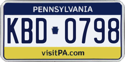 PA license plate KBD0798