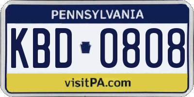 PA license plate KBD0808