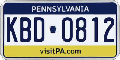 PA license plate KBD0812