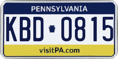 PA license plate KBD0815