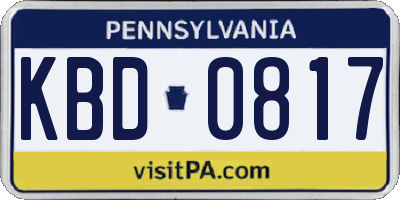 PA license plate KBD0817
