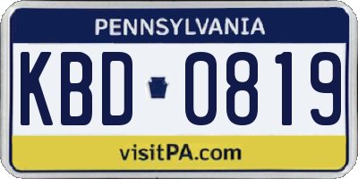PA license plate KBD0819