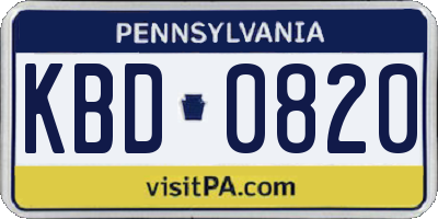 PA license plate KBD0820