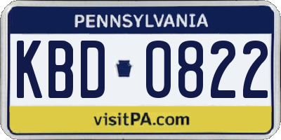 PA license plate KBD0822