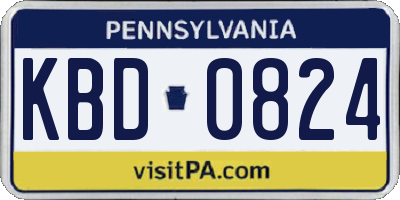 PA license plate KBD0824