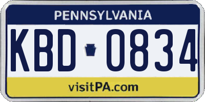 PA license plate KBD0834