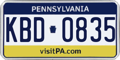 PA license plate KBD0835