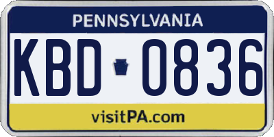 PA license plate KBD0836