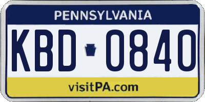 PA license plate KBD0840