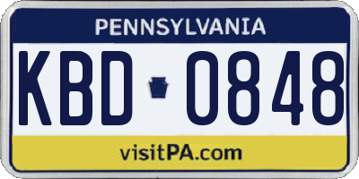 PA license plate KBD0848